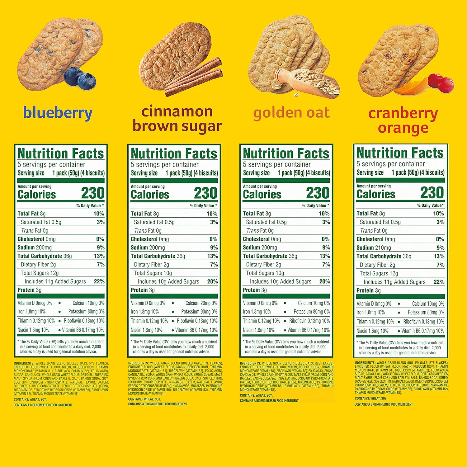 belVita Breakfast Bars Biscuits Variety Pack, 4 Flavors, 30 Total Packs, 6 Boxes (4 Biscuits Per Pack)