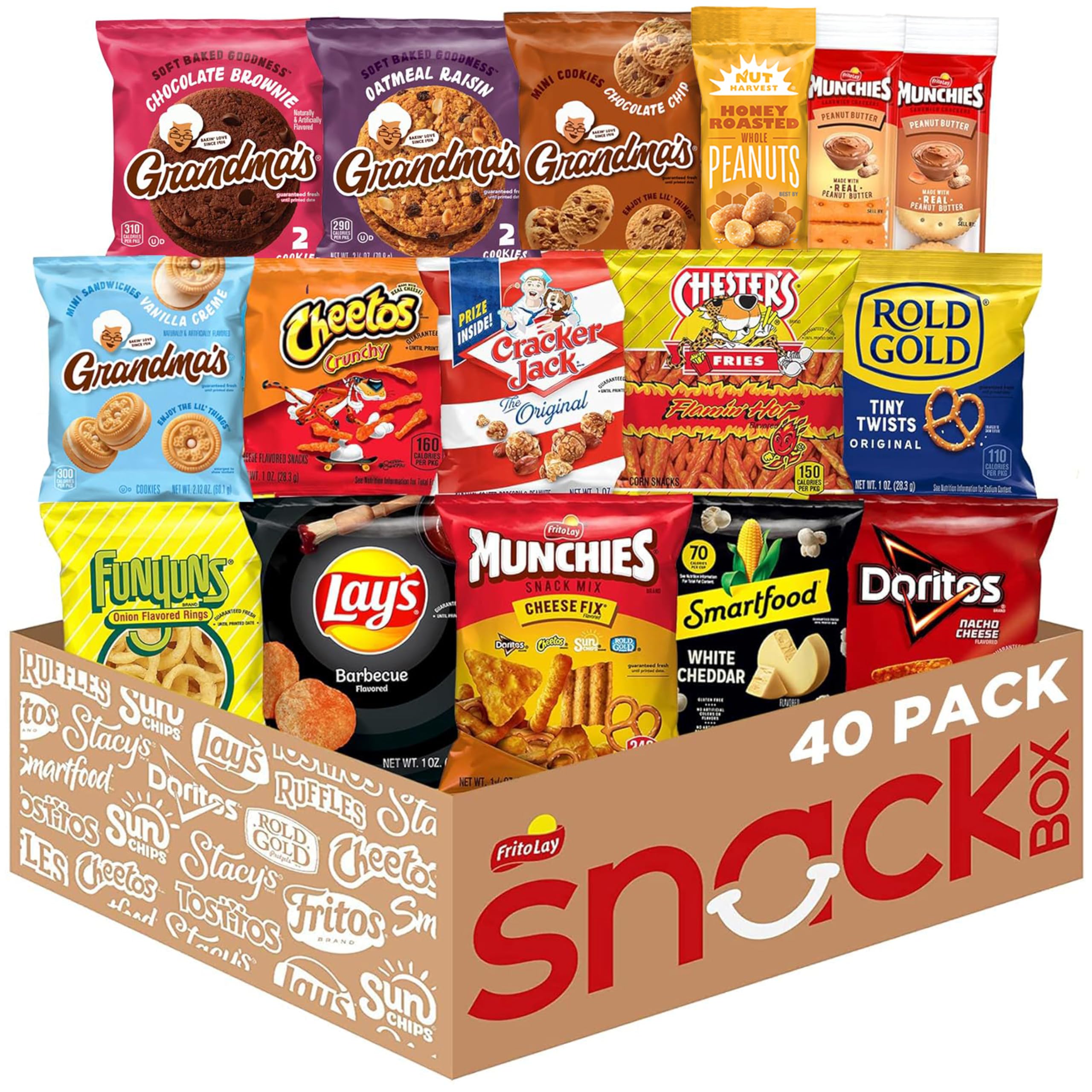 Frito-Lay Ultimate Classic Snacks Package, Variety Assortment of Chips, Cookies, Crackers, & Nuts, (Pack of 40) (Packaging May Vary)