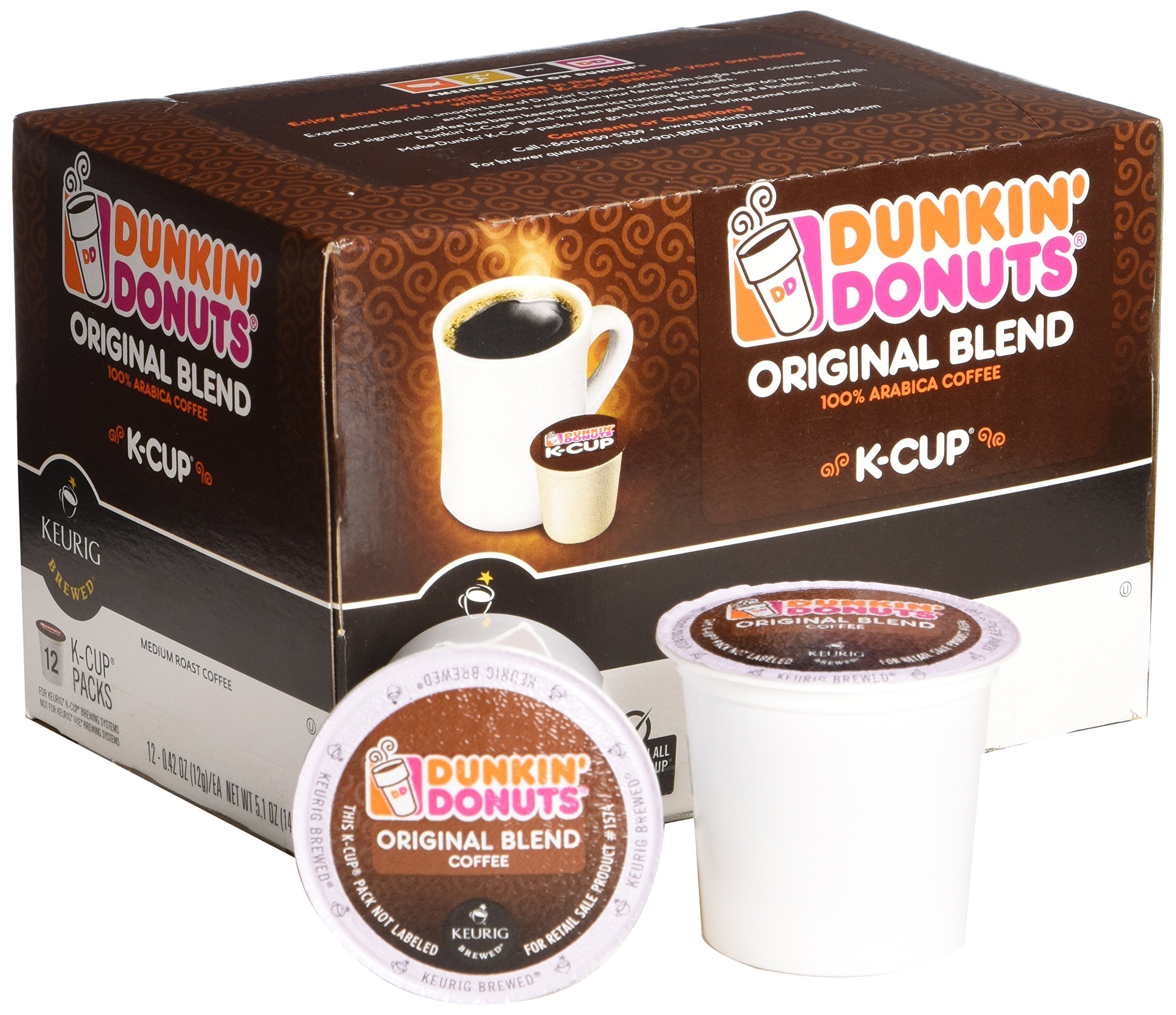 Dunkin' Original Blend Medium Roast Coffee, 60 Keurig K-Cup Pods