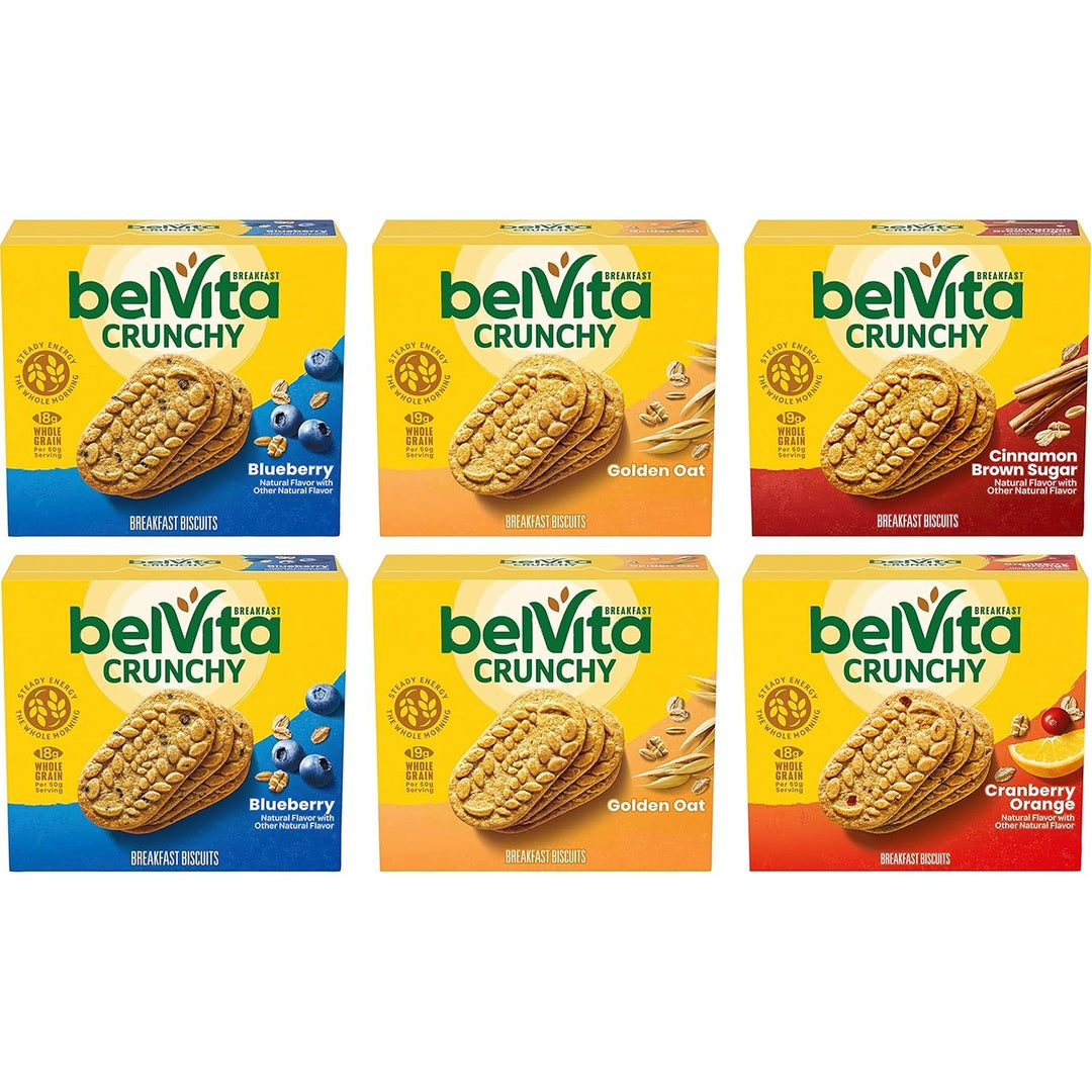 belVita Breakfast Bars Biscuits Variety Pack, 4 Flavors, 30 Total Packs, 6 Boxes (4 Biscuits Per Pack)