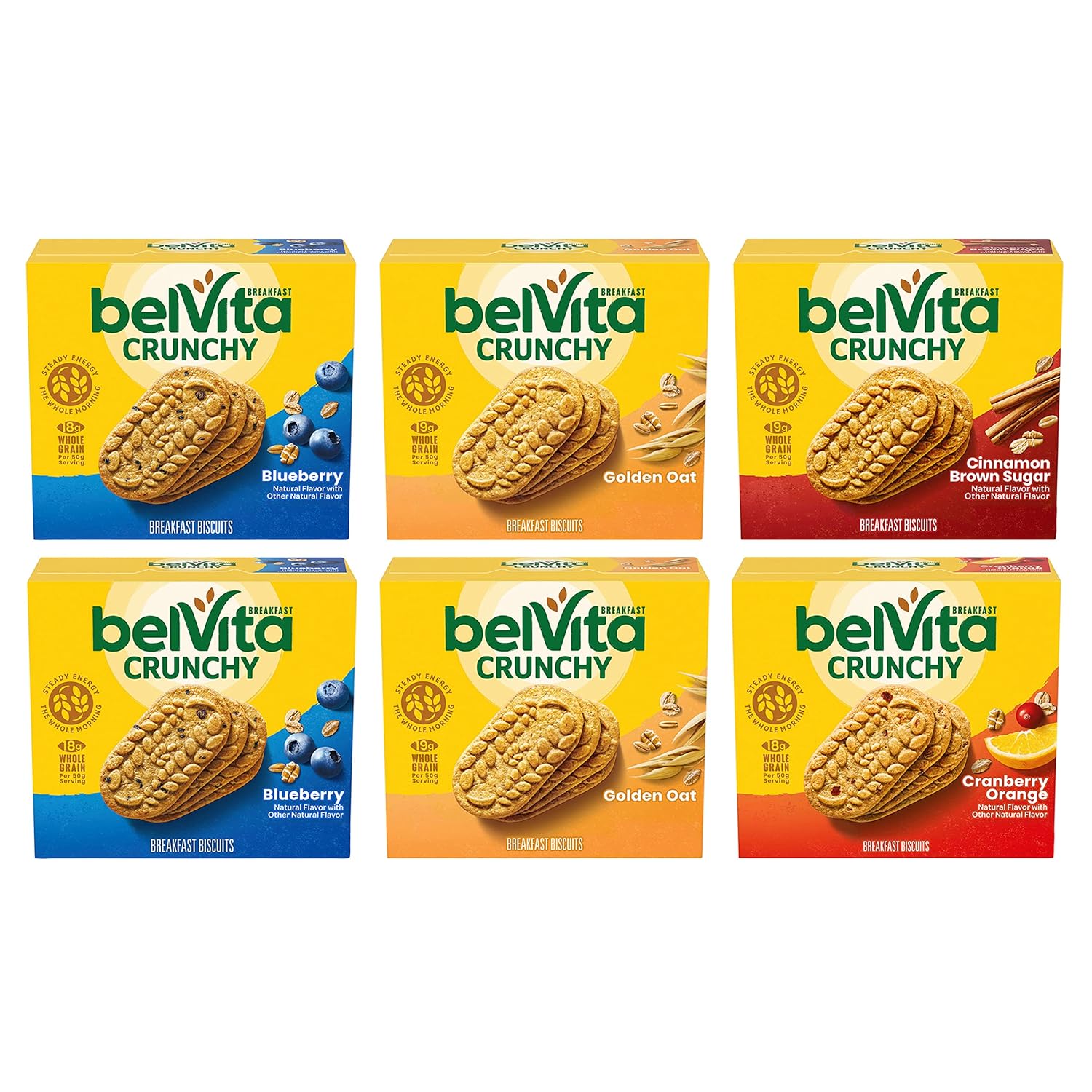 belVita Breakfast Bars Biscuits, Cranberry Orange, 30 Total Packs, 6 Boxes (4 Biscuits Per Pack)