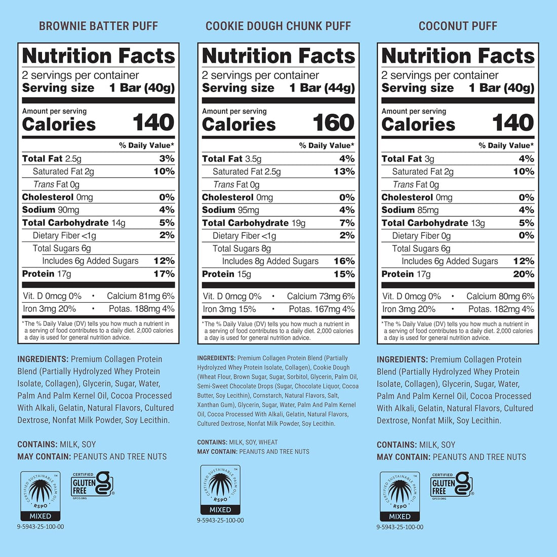 Built Bar, Puff Protein Bars, Variety Pack, Collagen, On-the-go Snacks, Breakfast Bar, Mixed Sampler, 12 Pack